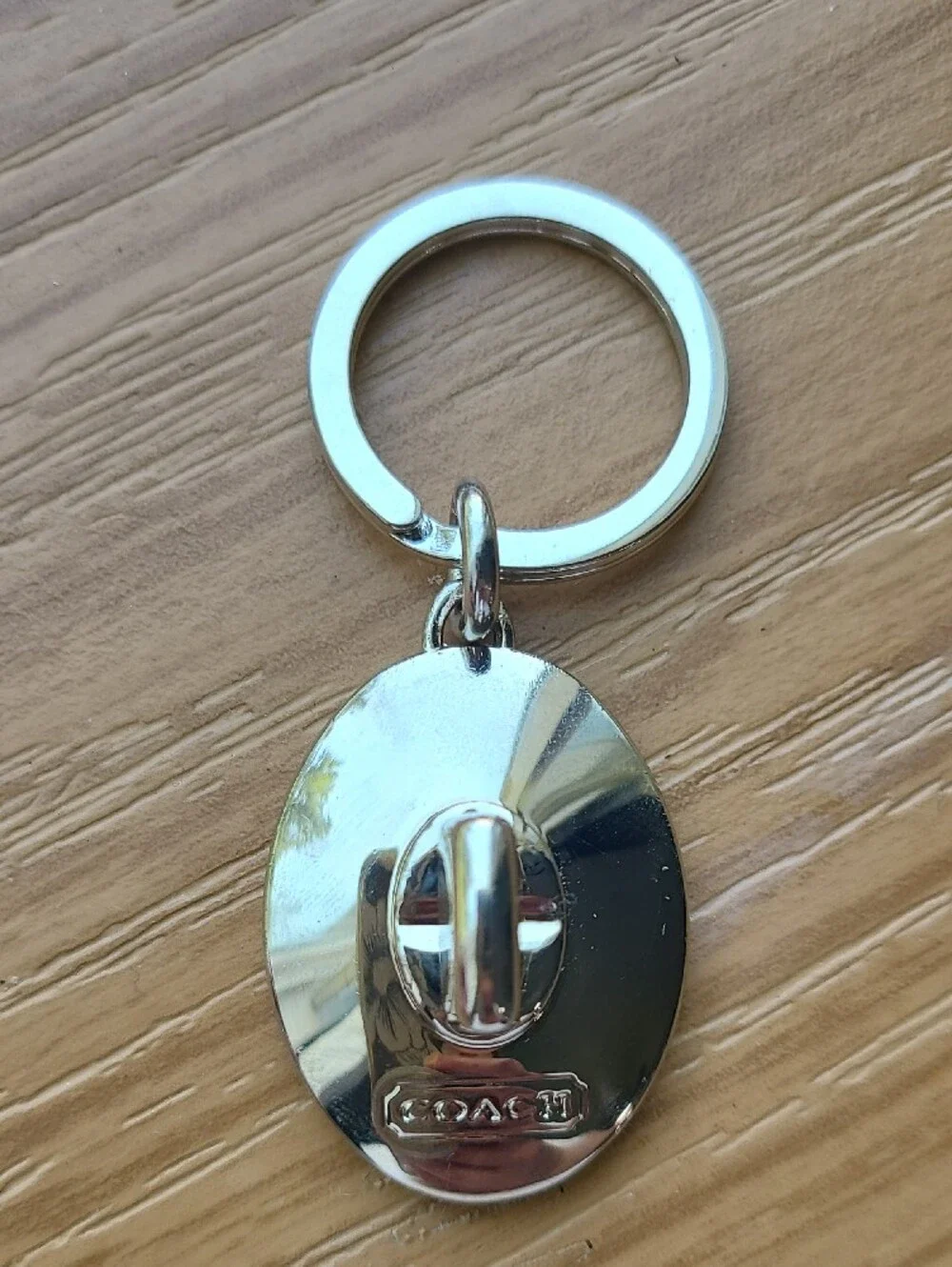 Coach Silver Oval Turnlock Keyring